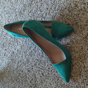 Green Suede Pointed Stiletto Heels